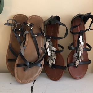 Pair of Strappy Flat Black Sandals SO Union Bay size 8.5